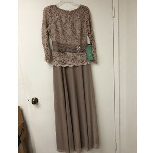 Jackie Jon New York Taupe Evening Gown New With Tags Prepriced $140